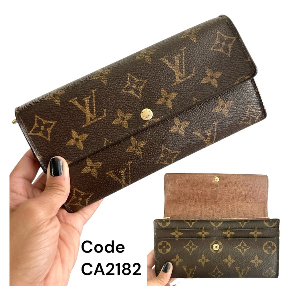 LOUIS VUITTON Coated Canvas Monogram Sarah Women’s Long Wallet Brown Authentic
